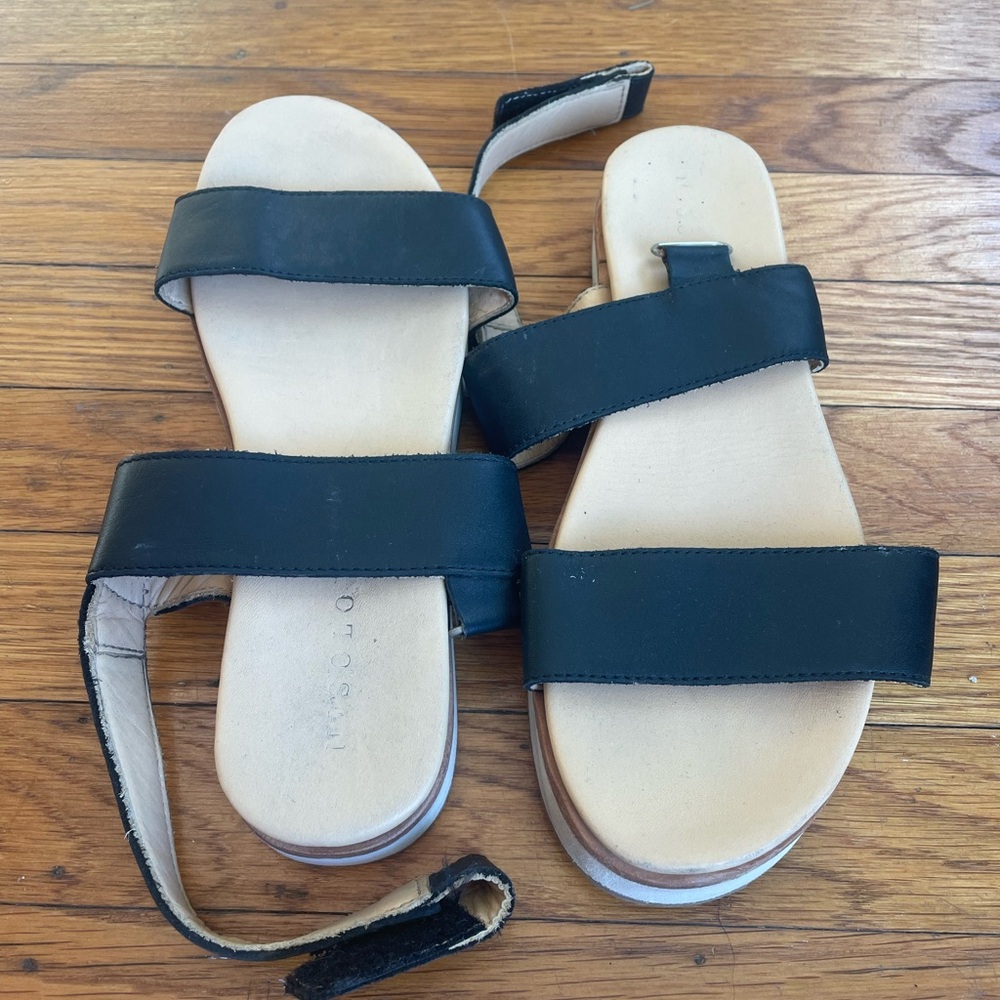 Black Leather Women's Sandals